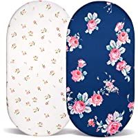 Momcozy 2 Paquetes Sábanas Impermeables Florales para Moisés- Sábanas Ajustadas para74x28cm-67x30cm-65x28cm-80x46cm…